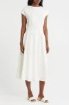 Nordstrom Rack Pleated Waist Knit A-line Dress In White