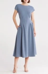 Nordstrom Rack Pleated Waist Knit A-line Dress In Blue