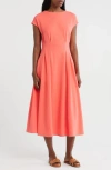 Nordstrom Rack Pleated Waist Knit A-line Dress In Orange