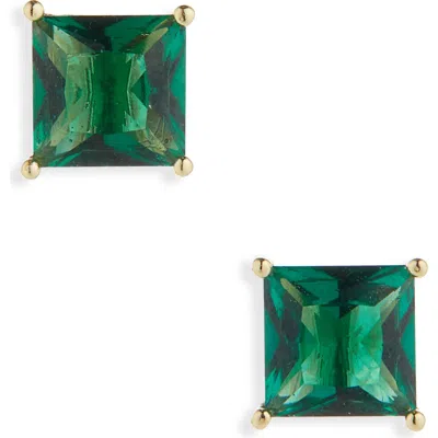 Nordstrom Rack Princess Cz Stud Earrings In Green