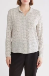 Nordstrom Rack Print Long Sleeve Crepe Button-up Shirt In Ivory Tofu- Black Demi Dot