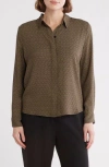 Nordstrom Rack Print Long Sleeve Crepe Button-up Shirt In Olive C- Black Arrow Geo