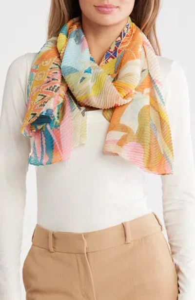 Nordstrom Rack Printed Pleated Scarf In Orange