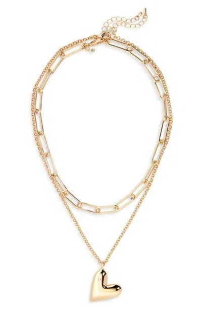 Nordstrom Rack Puffy Heart Layered Necklace In Gold