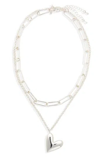 Nordstrom Rack Puffy Heart Layered Necklace In Metallic