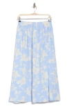 Nordstrom Rack Pull-on Midi Skirt In Blue- Ivory Terrace Floral
