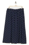 Nordstrom Rack Pull-on Midi Skirt In Navy Night- Ivory Armen Dot