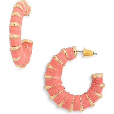 Nordstrom Rack Raffia Wrapped Hoop Earrings In Red