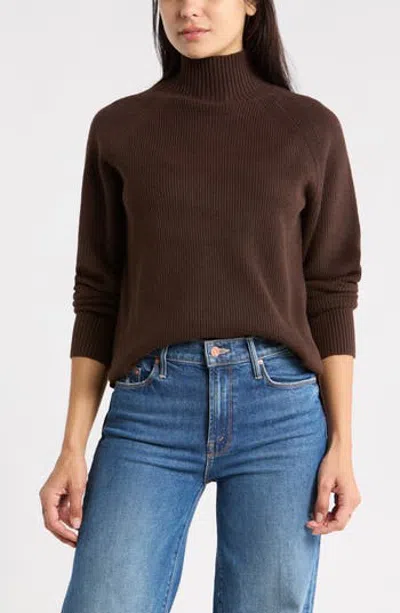 Nordstrom Rack Raglan Sleeve Mock Neck Sweater In Brown