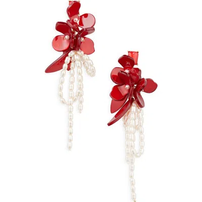 Nordstrom Rack Resin & Faux Pearl Cluster Drop Earrings In Multi