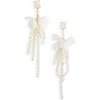 Nordstrom Rack Resin & Faux Pearl Cluster Drop Earrings In White