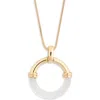 Nordstrom Rack Resin & Metal Ring Pendant Necklace In Clear- Gold