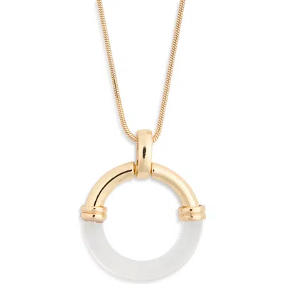 Nordstrom Rack Resin & Metal Ring Pendant Necklace In Clear- Gold