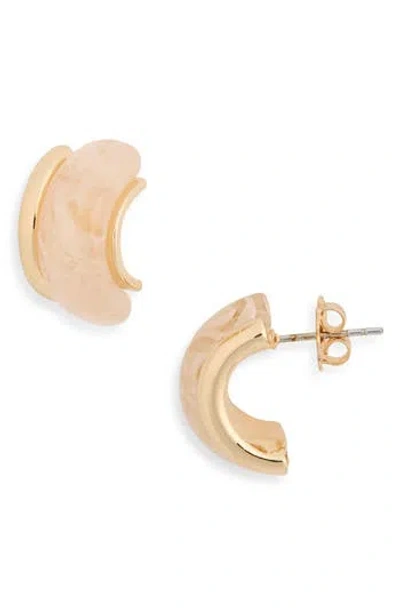 Nordstrom Rack Resin Half Hoop Earrings In Ivory- Gold