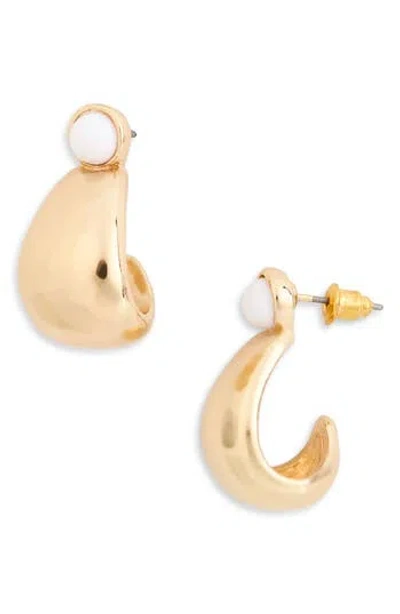 Nordstrom Rack Resin Stone J-huggie Hoop Earrings In Gold