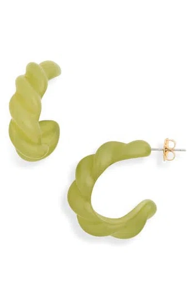 Nordstrom Rack Resin Twist Hoop Earrings In Olive