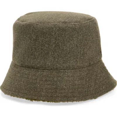 Nordstrom Rack Reversible Faux Shearling Bucket Hat In Olive