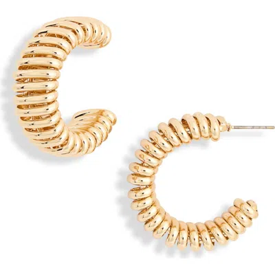 Nordstrom Rack Ribbed Hoop Earrings In Gold