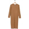 Nordstrom Rack Ribbed Long Sleeve Sweater Dress In Tan Thrush