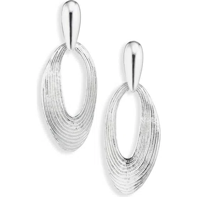 Nordstrom Rack Ridged Oval Drop Earrings In Silver
