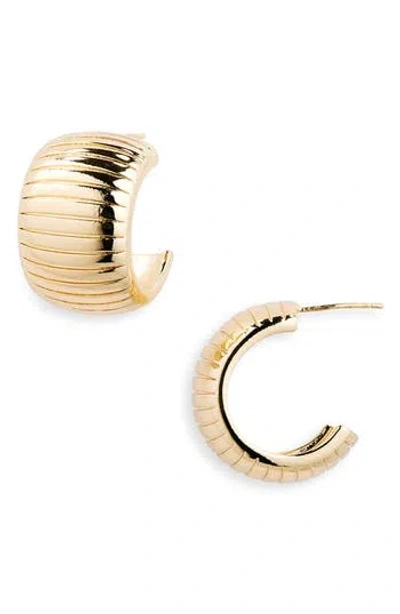 Nordstrom Rack Ridged Wide Hoop Earrings In Gold