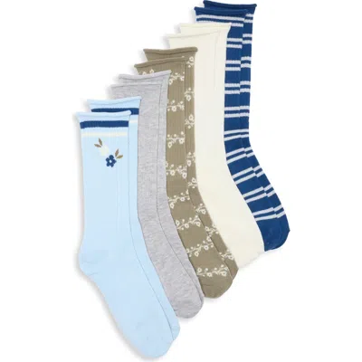 Nordstrom Rack Roll Top 5-pack Assorted Crew Socks In Multi