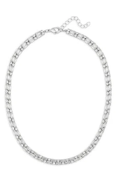 Nordstrom Rack Round & Baguette Cut Cubic Zirconia Collar Necklace In Metallic