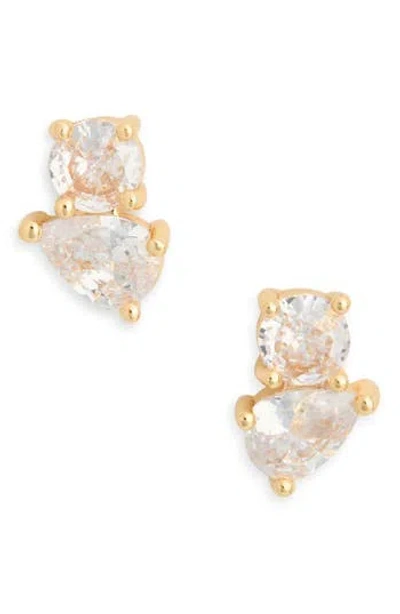Nordstrom Rack Round & Pear Cubic Zirconia Stud Earrings In Gold