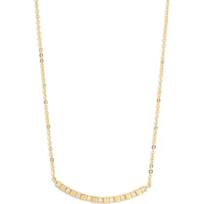 Nordstrom Rack Round Cut Cz Curved Bar Necklace In Gold