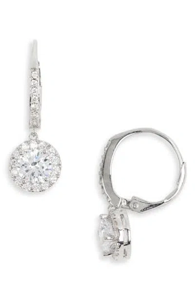 Nordstrom Rack Round Pave Cz Euro Drop Earrings In White