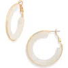 Nordstrom Rack Round Resin Hoop Earrings In White- Gold
