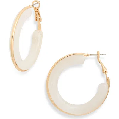 Nordstrom Rack Round Resin Hoop Earrings In White- Gold