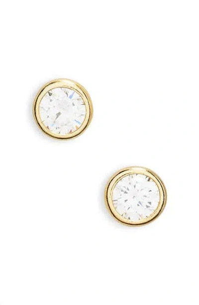 Nordstrom Rack Round Stud Cubic Zirconia Earrings In Gold