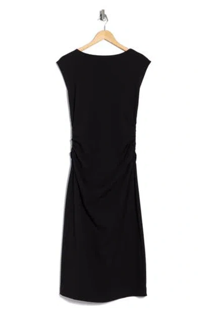 Nordstrom Rack Ruched High Neck Ponte Dress In Black