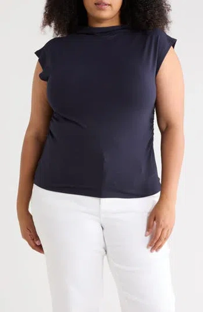 Nordstrom Rack Ruched Mock Neck Top In Blue