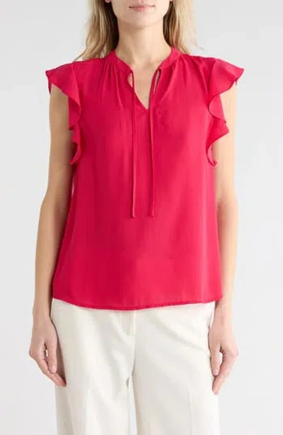 Nordstrom Rack Ruffle Sleeve Tie Neck Top In Pink