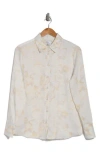 Nordstrom Rack Satin Long Sleeve Button-up Shirt In Grey Fog Blossoms