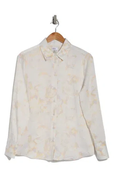 Nordstrom Rack Satin Long Sleeve Button-up Shirt In Grey Fog Blossoms