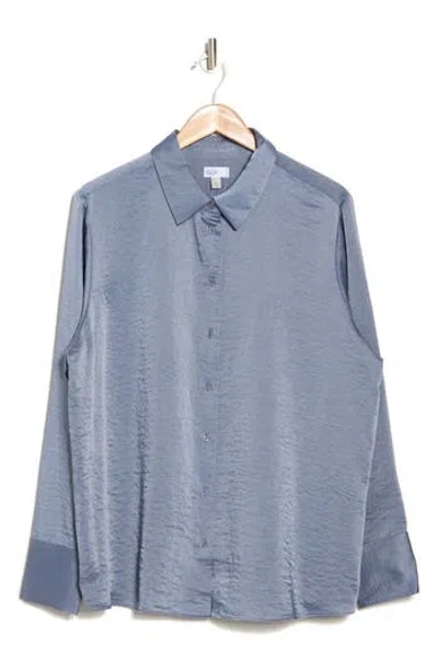 Nordstrom Rack Satin Long Sleeve Button-up Shirt In Grey Folkstone