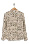 Nordstrom Rack Satin Long Sleeve Button-up Shirt In Ivory Pristine Clouded Leopard