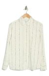 Nordstrom Rack Satin Long Sleeve Button-up Shirt In Ivory Pristine Dashed Stripe
