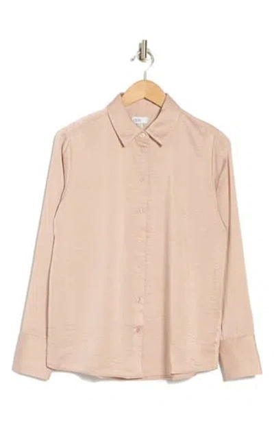 Nordstrom Rack Satin Long Sleeve Button-up Shirt In Pink Adobe