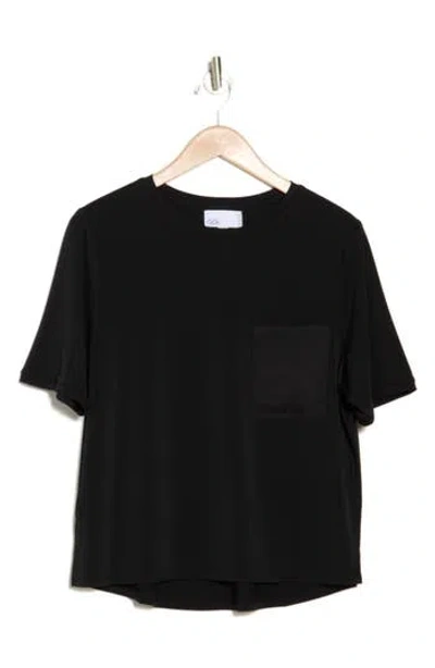 Nordstrom Rack Satin Pocket T-shirt In Black