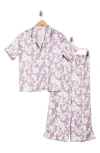 Nordstrom Rack Satin Short Sleeve Shirt & Capri Pajamas In Purple Peace Camo Floral