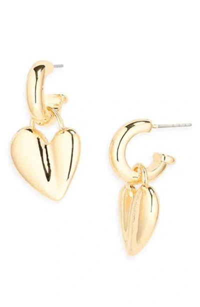Nordstrom Rack Sculpted Heart Drop Earrings In Gold