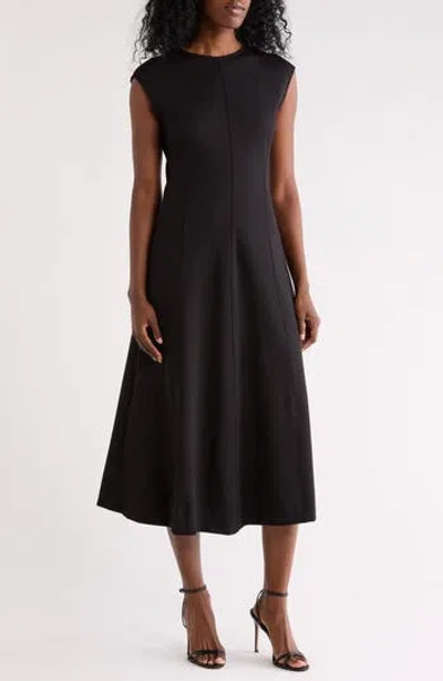 Nordstrom Rack Seamed Ponte Fit & Flare Midi Dress In Black