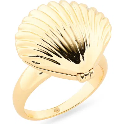 Nordstrom Rack Seashell & Faux Pearl Ring In Gold