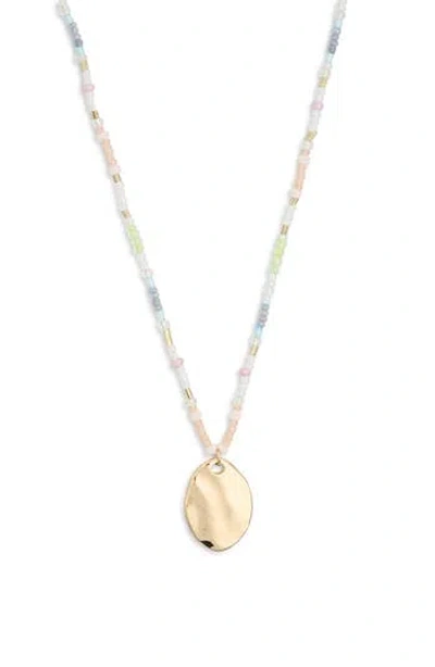 Nordstrom Rack Seed Bead Medallion Pendant Necklace In Gold