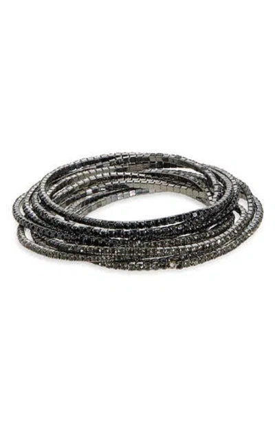 Nordstrom Rack Set Of 10 Crystal Stretch Bracelets In Black