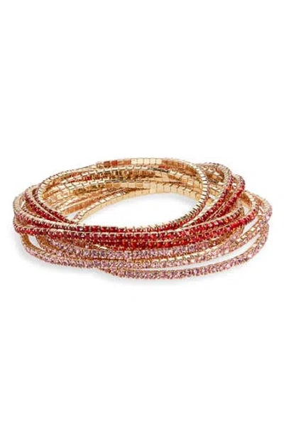 Nordstrom Rack Set Of 10 Crystal Stretch Bracelets In Gold